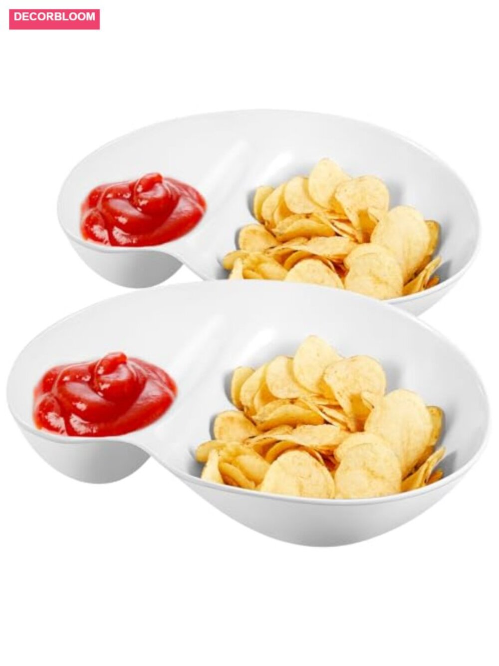 2 Pc Chip and Dip Serving Set Divided Tray Platter Party